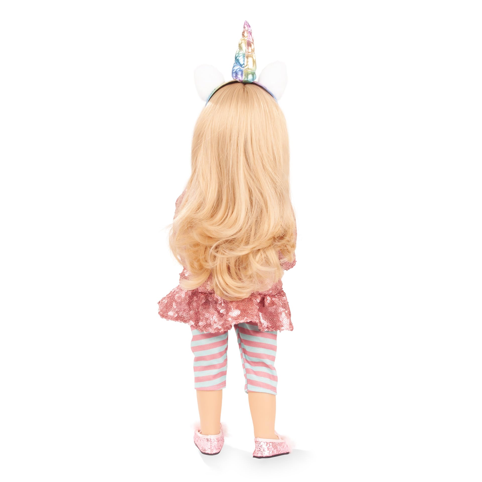 Götz 2666009 Happy Kidz Anna Einhorn Puppe 50 cm Multigelenk-Stehpuppe | 6-tlg, für Kinder ab 3 Jahren, blonde Haare, blaue Augen, 9 Gelenke, posierbar, frisierbar, Vinylhartkörper