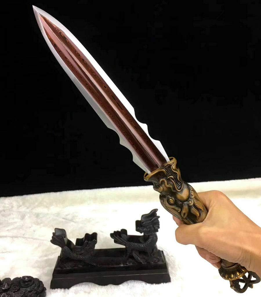 Sword Outdoors Dagger Sword Katana Red Damascus Steel Sharp Hunting Spear Jian