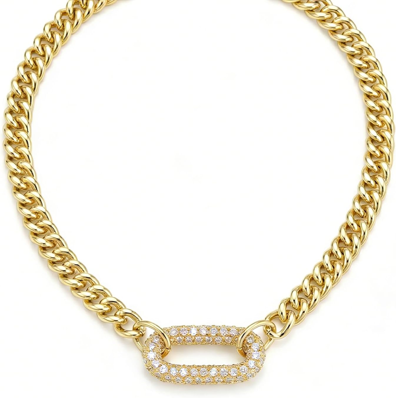1 Pcs Chunky Herringbone Paperclip Cuban Link Chain,Gold Plated Chunky Cuban Link Chain,Women Trendy Non Tarnish Jewelry Gifts,Gold Plated Necklace for Women Trendy(Gold)
