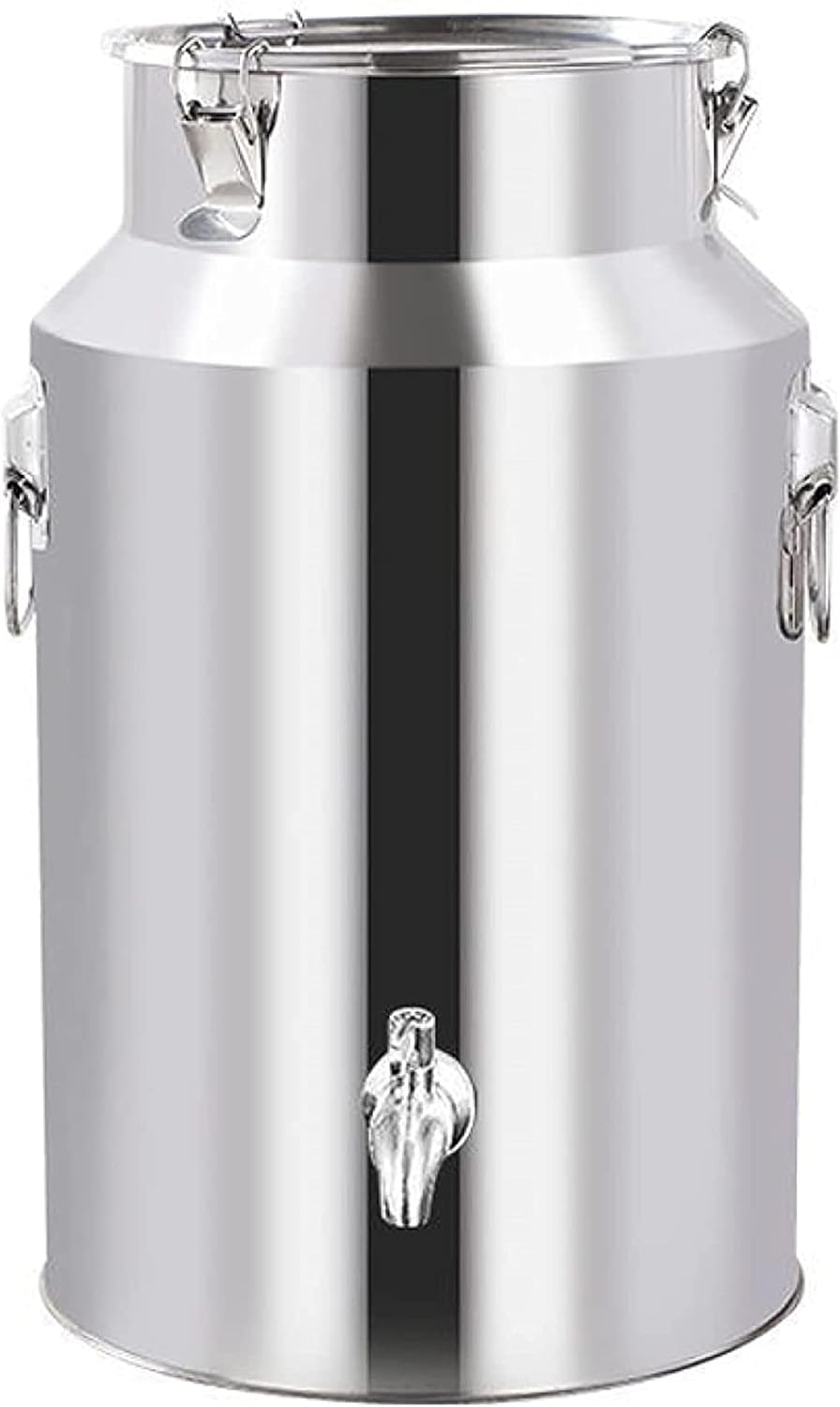 Stainless Steel Milk Can Milk Pot Barrel Canister - 14L-88L Wine Bucket Pail Water Oil Tote Jug with Sealed Lid - Liquid Container Storage/Siliver / 35L,Siliver-88L
