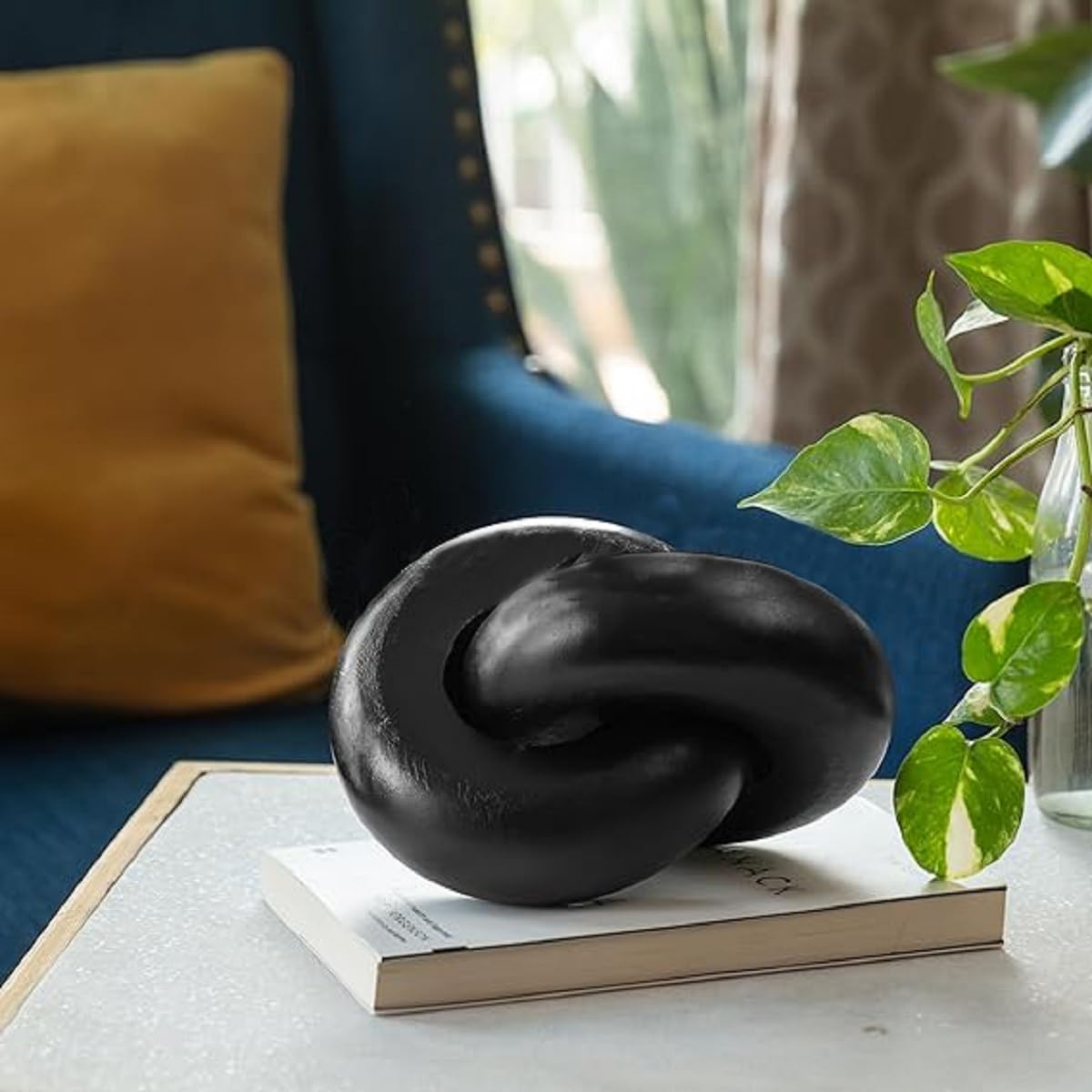 Onlinecraft Wooden Knot for Home Decor & Office Decor Books Decor Round Shape Knot Wooden Knot Decor Ornament Wooden Chain for Home Decor Table Decor Items Mango Wood Chain Color :> Brown (Black, 2)