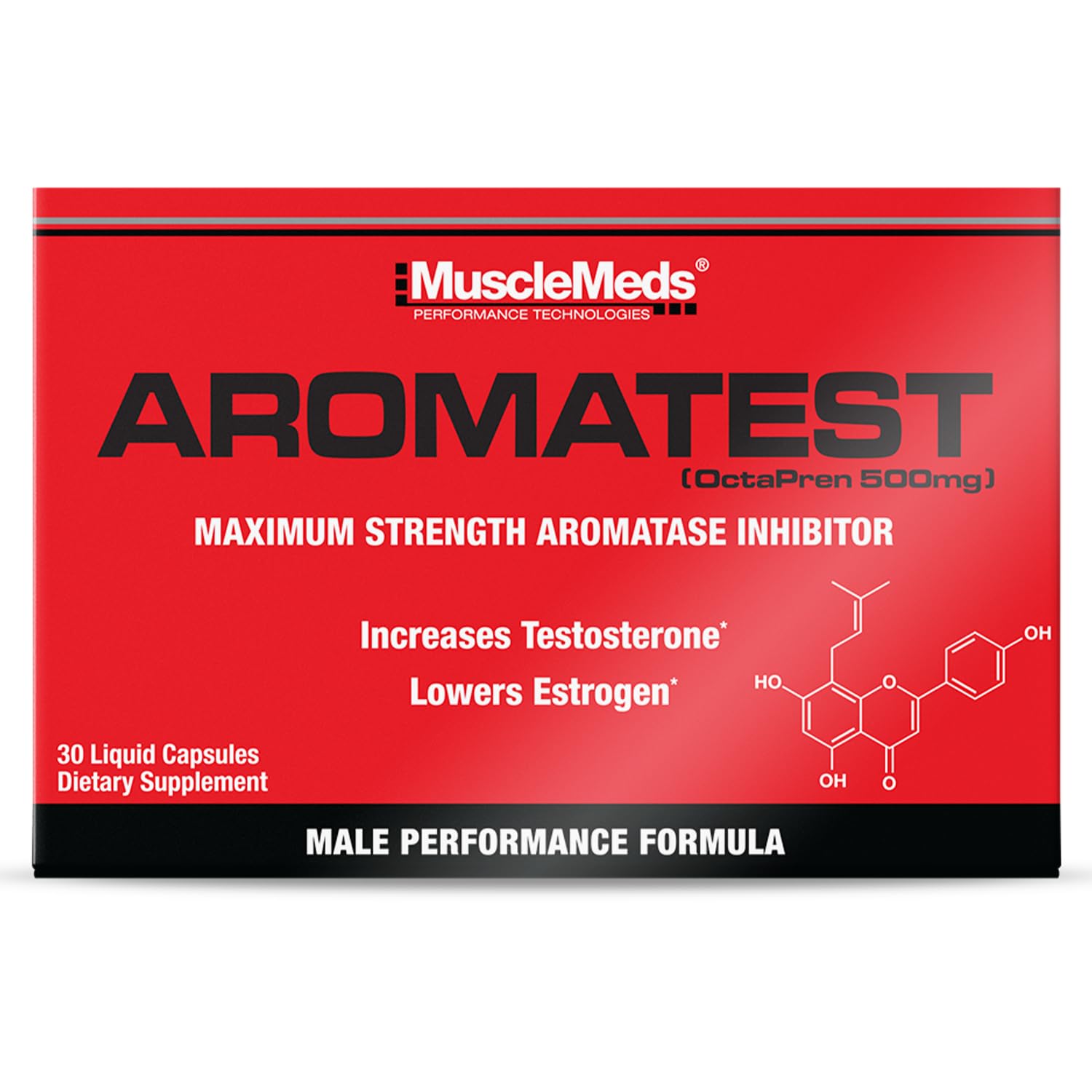 MuscleMeds AROMATEST Testosterone Booster & Aromatase Inhibitor, Lowers Estrogen, Supports Muscle Building & Strength, Anti-Aging Hormone Replacement for Men, 30 Liquid caps