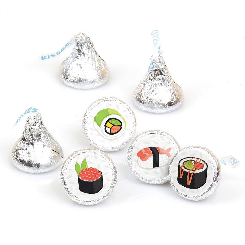 Big Dot of Happiness Let's Roll - Sushi - Japanese Party Round Candy Sticker Favors - Labels Fit (1 Sheet of 108)