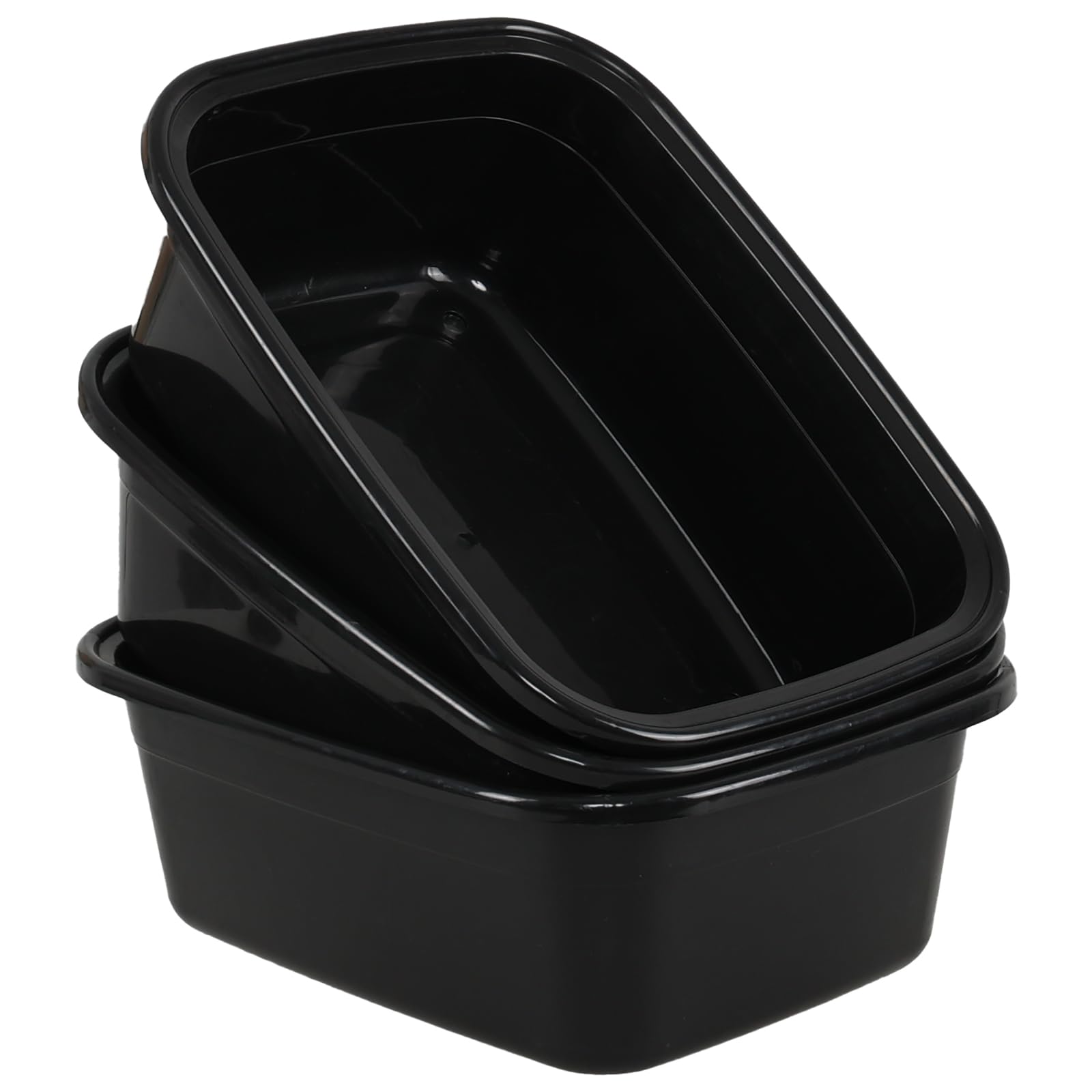 Set di 3 bacinelle rettangolari in plastica, 15 l, colore: nero