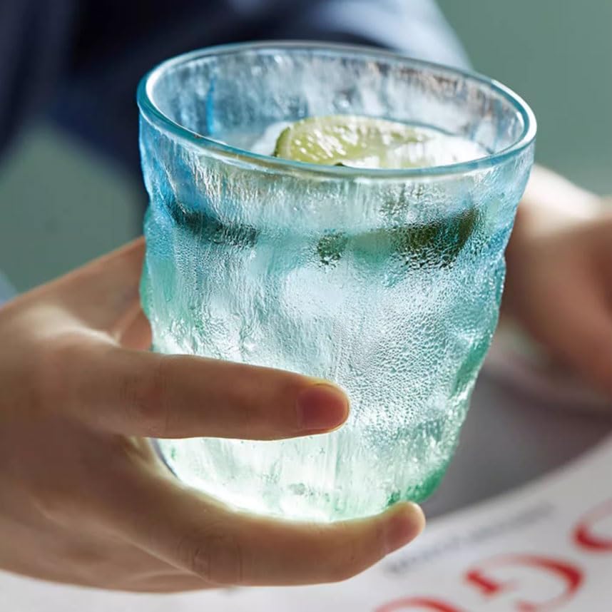 Vasos de vidrio antideslizantes con patrón de glaciar para evitar caídas en la cocina 6