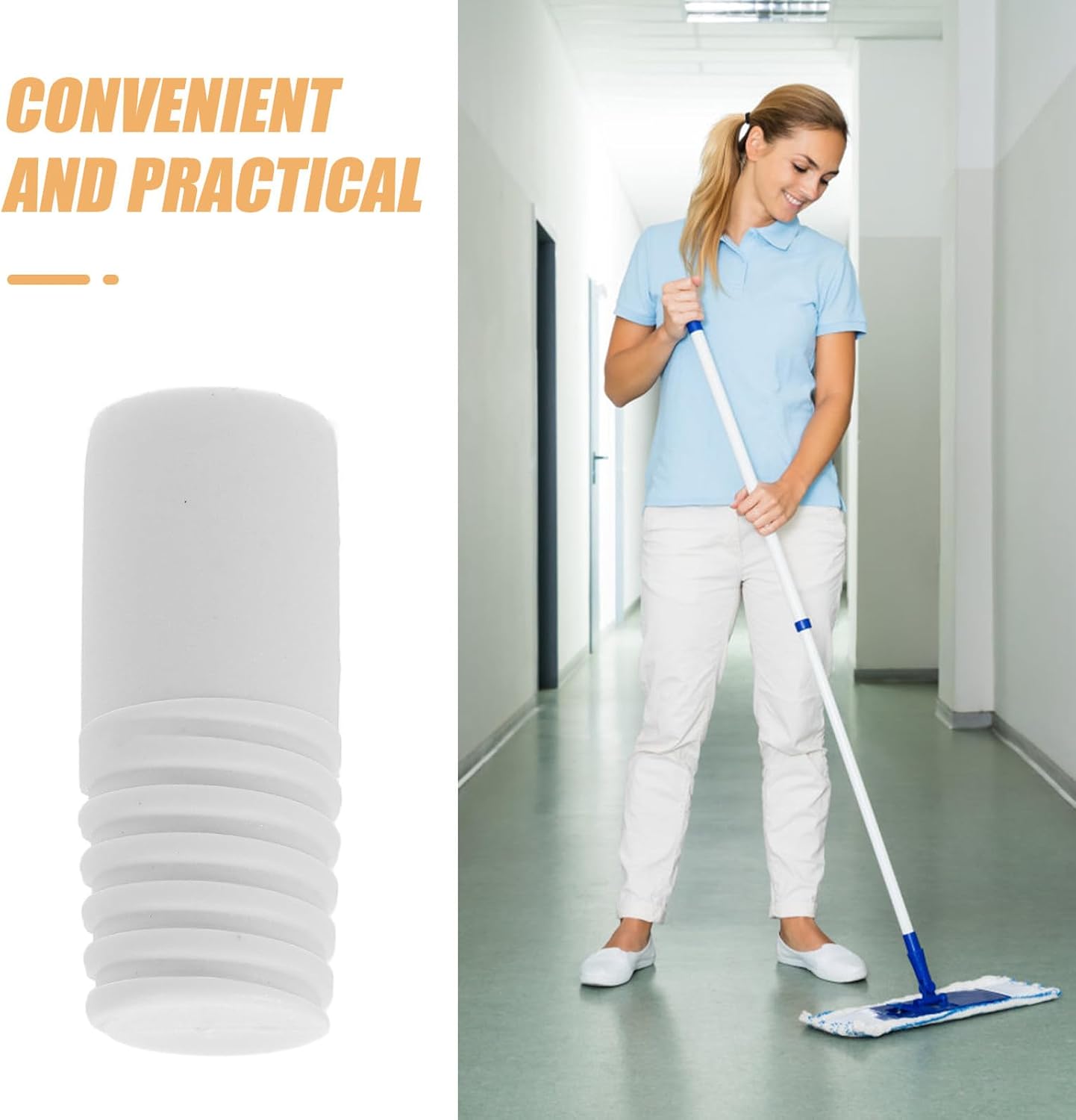 Broom Handle Adapter Threaded 20pcs White PP for Mop Pole