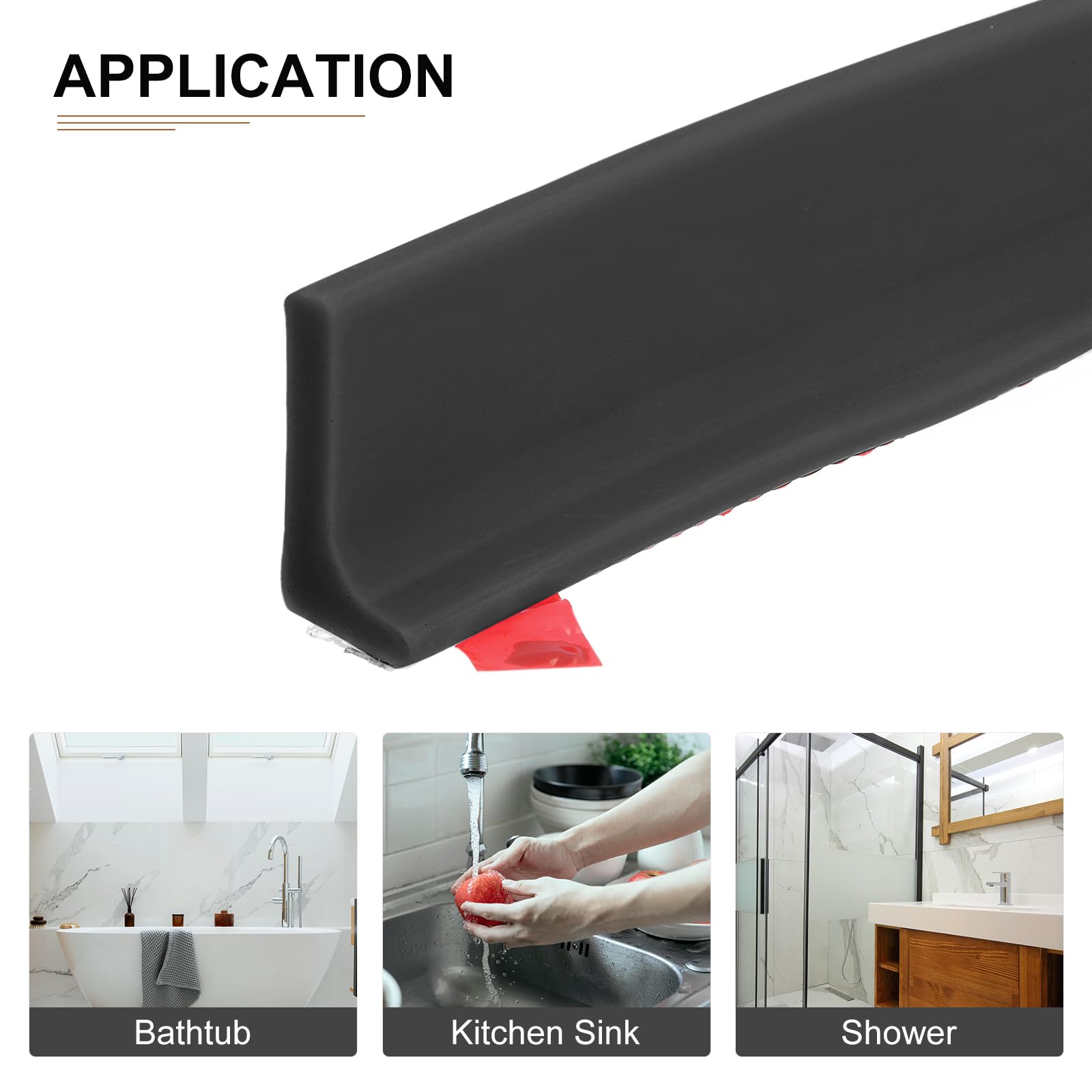 DTGN 79"x0.6"x1.2" (LxWxH) Collapsible Shower Barrier Stopper, 1 Pack, Good for Bathroom Kitchen - Image 4