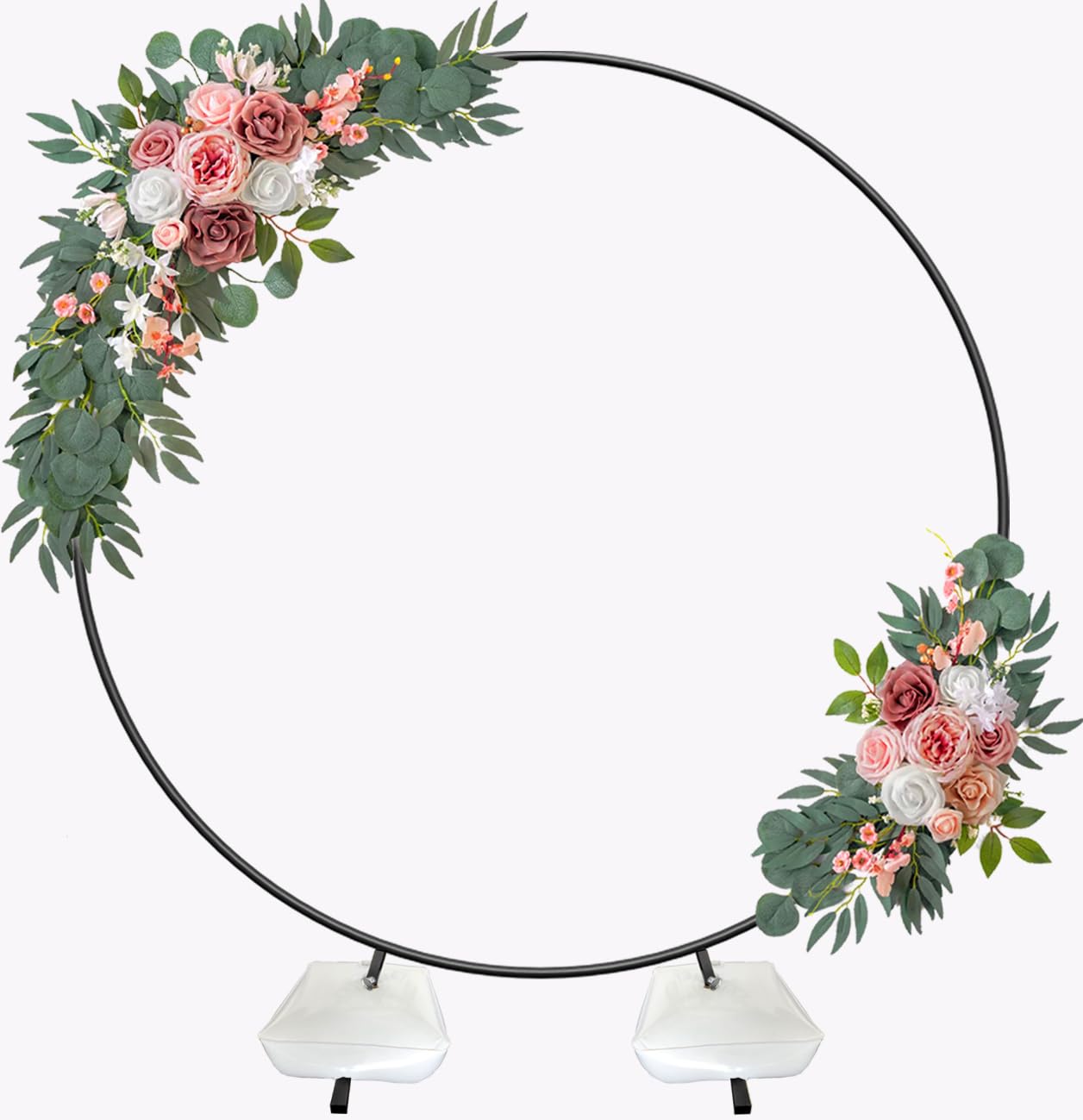 Fandature 7 Ft Round Backdrop Stand, Metal Wedding Arch for Ceremony, Black | Metal Balloon Arch Stand for Stable Party Decoration, Circle Backdrop Stand for Birthday, Two Water Bags for Stable