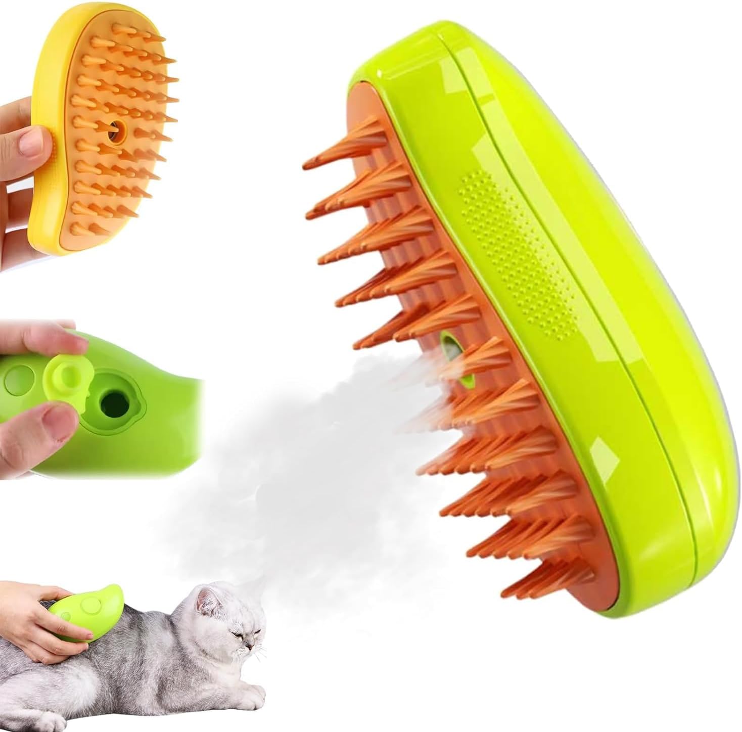 Steamy Cat Brush 3 In1 Cat Steamy Brush, Self Cleaning Steam Cat