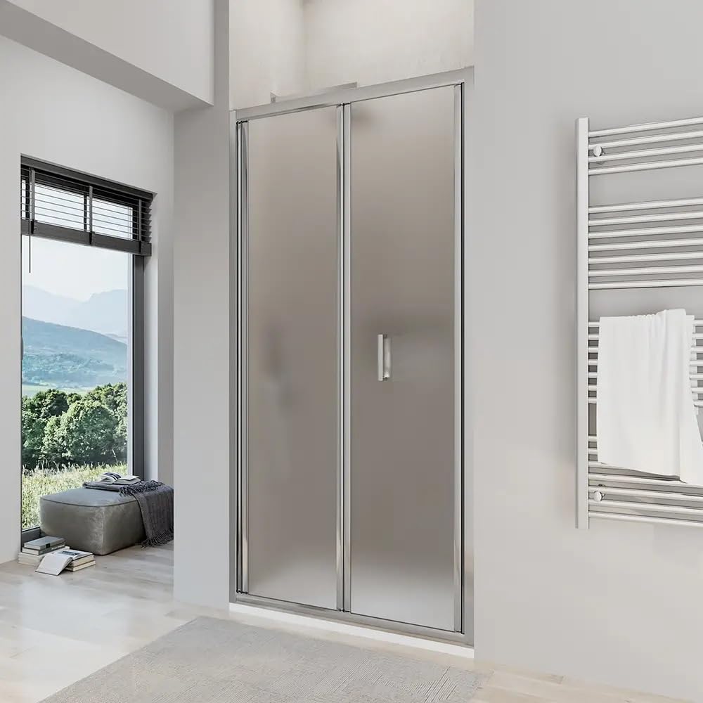 Porta doccia per nicchia 110 cm apertura a libro pieghevole vetro OPACO anticalcare 5mm Sequoia