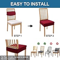 Vista 5 de smiry Fundas de asiento impermeables para sillas de comedor, juego de 6, fundas elásticas de jacquard extraíbles y lavables, sin fundas traseras