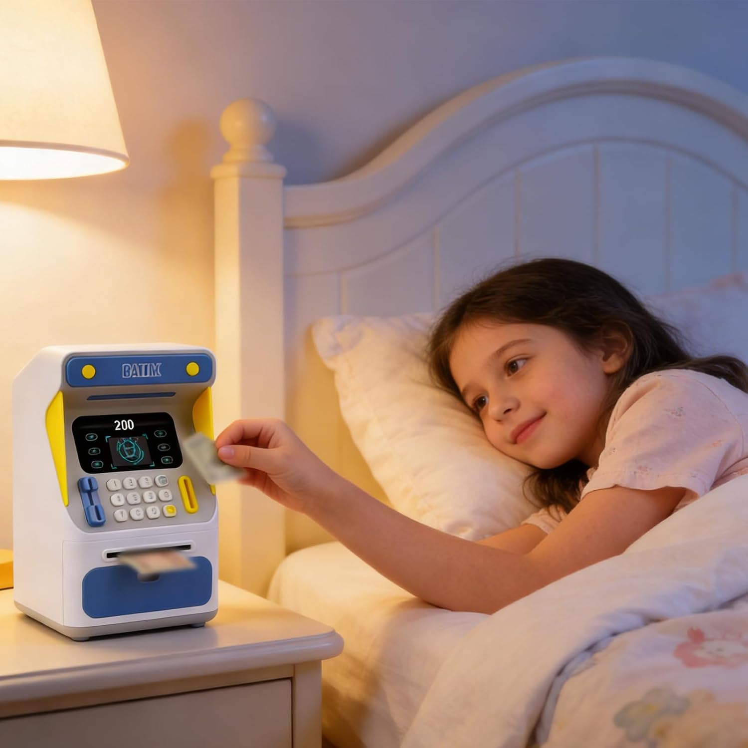 Smart Savings Jar with Face Detection Feature and Secure Code for Fun Saving Permanent ABS Savings Toy