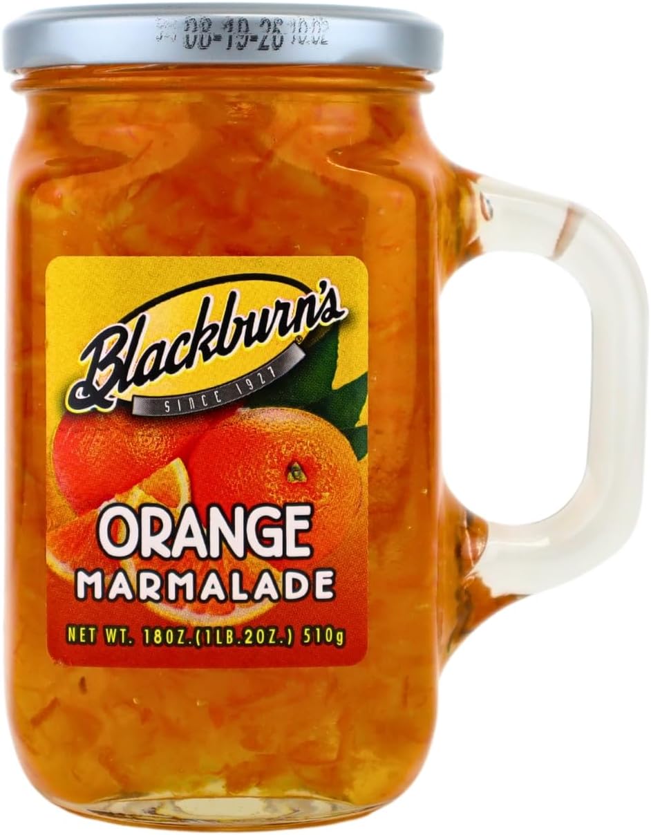Blackburn's Preserves & Jellys 18oz Reusable Handled Glass Mug Jar (Orange)