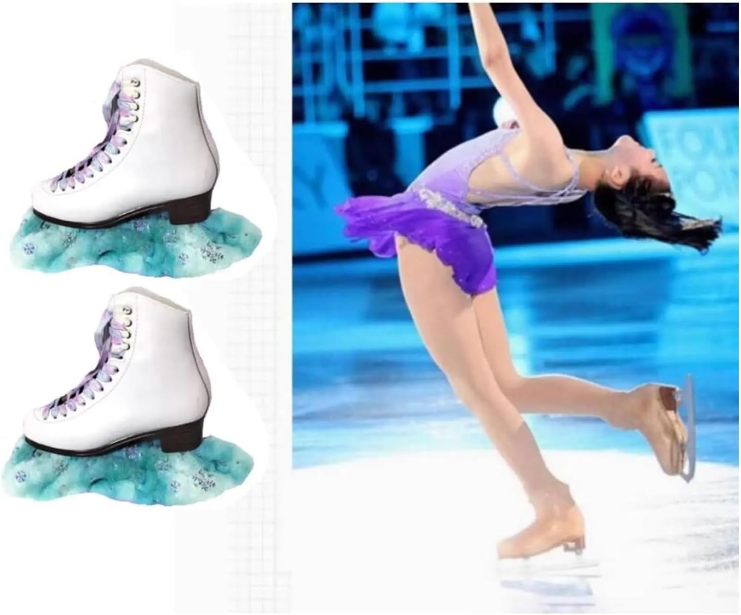 Figure Skate Boot Covers Ice Skate Blade Covers, Flannel Guards Protector for Men Women Skates Hockey Adults Figure