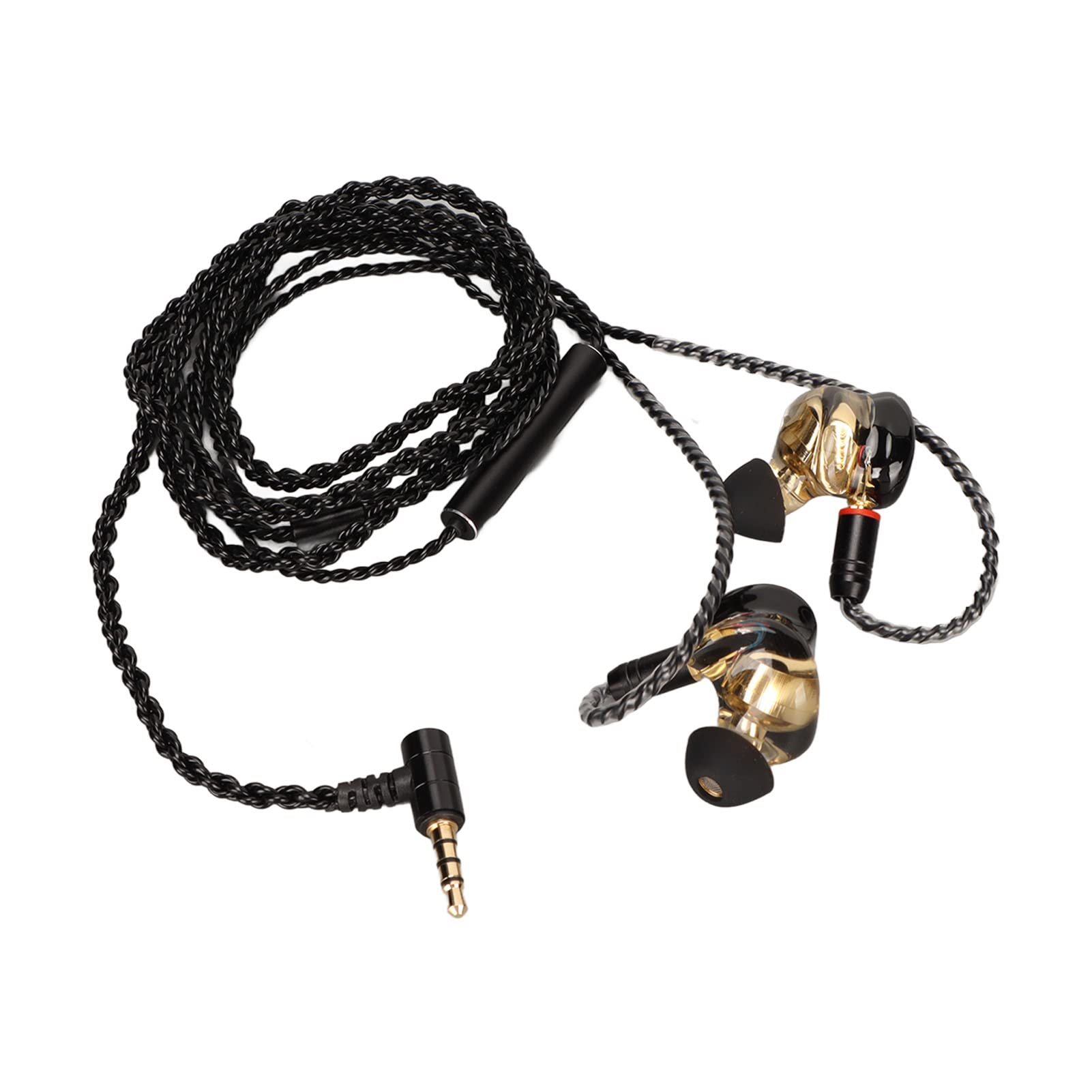 MXGZ Monitorkopfhörer, Harzgehäuse, Ergonomisches Design, Kabelgebundene Monitorkopfhörer, Verlustfreier, Kraftvoller Bass-HiFi-Sound für Schlagzeuger (Schwarzes Kabel)