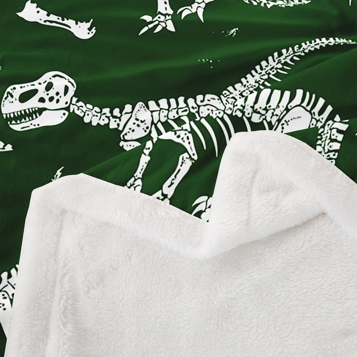 Erosebridal Manta Sherpa de dinosaurio fósil para niños, bebés y jóvenes, serie de animales antiguos, forro polar gótico de esqueleto, decoración de habitación de niños y niñas, ultra suave, manta de