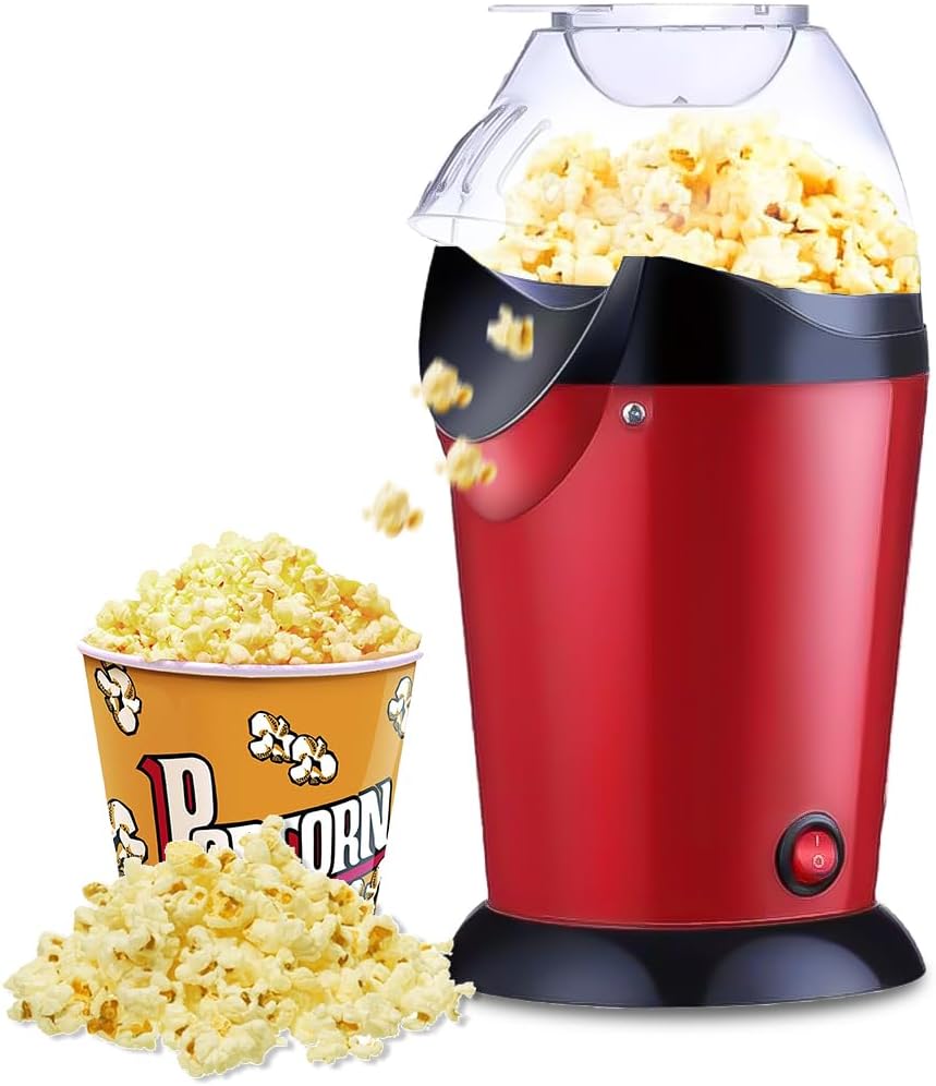 Electric Popcorn Machine, 1200w/0.3l Small Popcorn Machine, OilFree