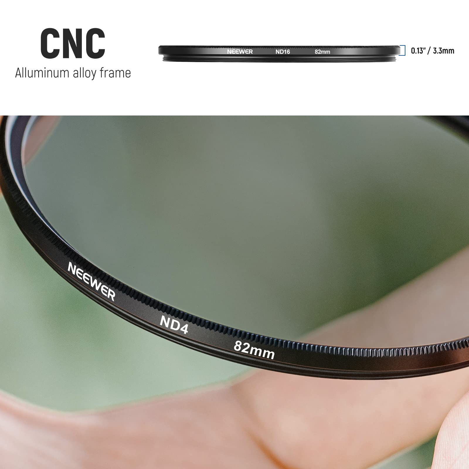 Neewer Kit di filtri ND da 82 mm: ND2 ND4 ND8 ND16, penna per la pulizia dell'obiettivo, sacchetto filtro a densità neutra e kit di accessori compatibile con fotocamere DSLR Canon, Nikon, Sony,