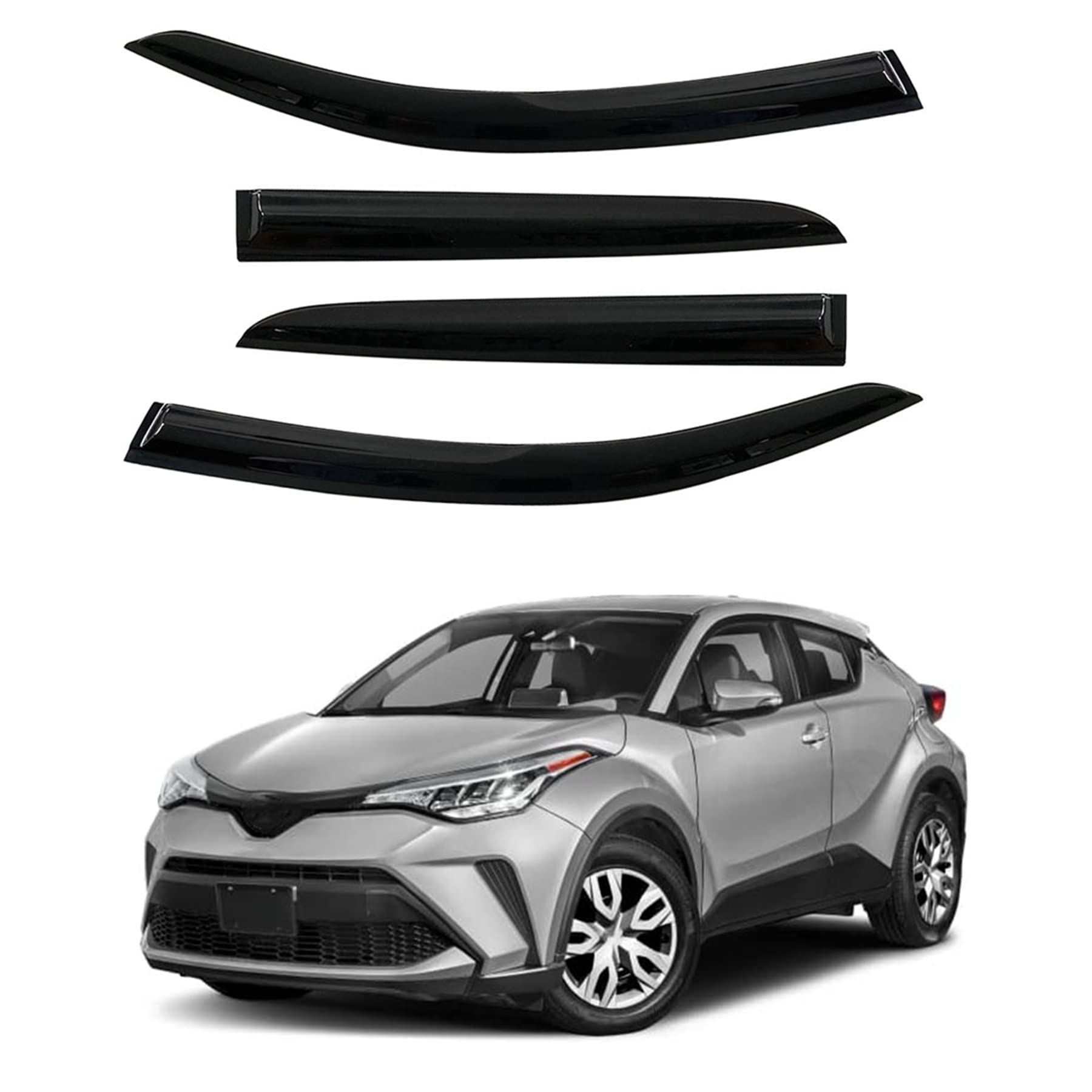 marddpair Window Vent Visors Shade Sun Rain Wind Guards Deflectors Cover Acrylic Replacement for Toyota C-HR CHR 2017-2020 Outside 4 Pieces Black