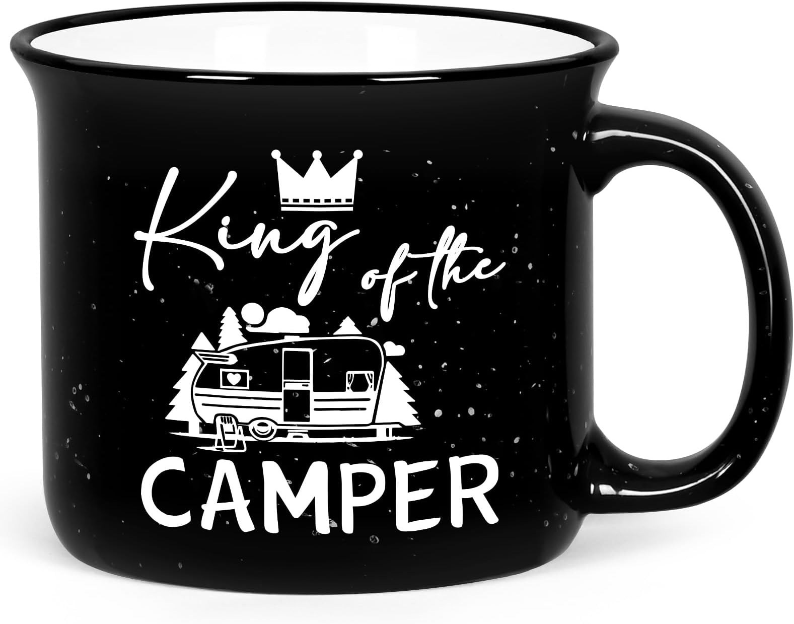 YHRJWN Christmas Camping Gifts for Men, Camping Coffee Mugs, King of the Camper Coffee Mug, Camper Lovers Gifts, Birthday Christmas Gift for Husband Dad Grandpa, 15 Oz
