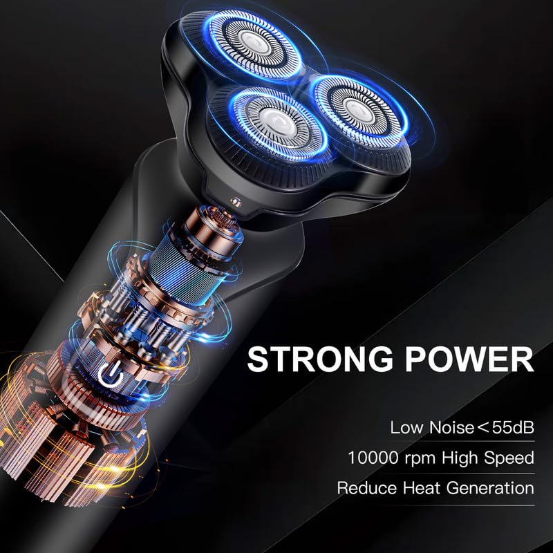 Image of SOLIMPIA HT-921 Cordless Rechargeable Waterproof 3 Head Electric Shaver Wet & Dry Rotary Shavers for Men Super-Fast Charge 120 minutes Runtime with LED Indicator, Black
