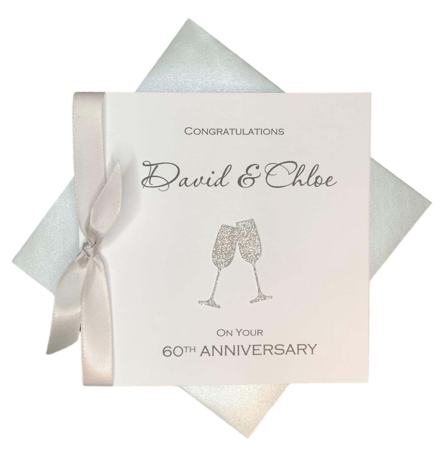 60th Wedding Anniversary Card - Diamond 60 Year Sixtieth Anniversary Greeting Card, Personalised Gift for Wife, Husband, Parents, Couple Friends - Various Designs (Champagne) โ image 1