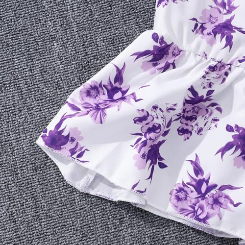 Image of Little Girls Two Pieces Shirred Puff Sleeve Ruffle Hem Tops and High Elastic Waist Ruffle Floral Skirt Sets