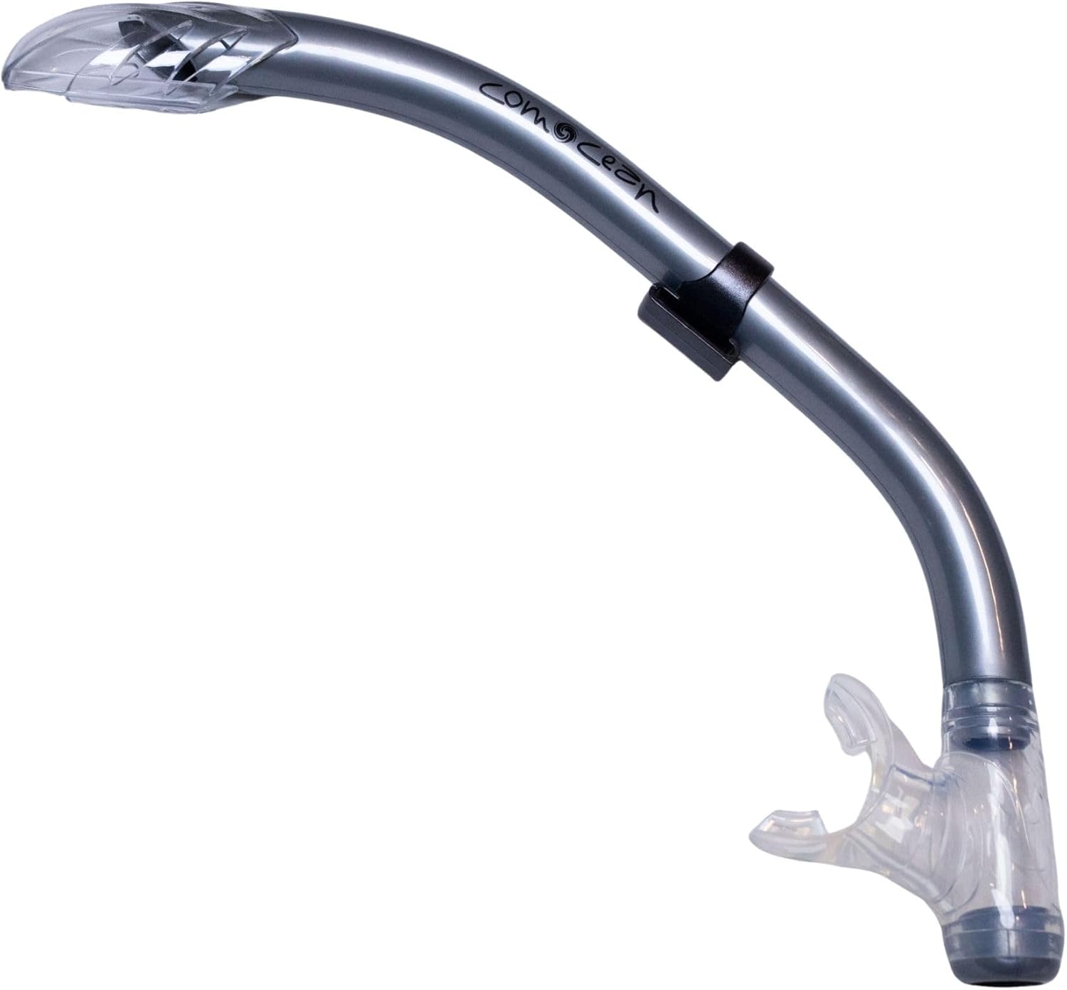 Scuba Choice Diving Comocean Free Dive Semi Dry Silicone J Snorkel w/Splash Guard (Silver Grey), One Size
