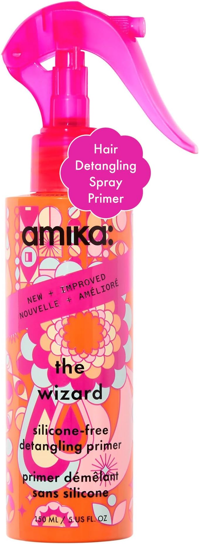 amika the wizard silicone-free detangling primer - all-in-one hair detangling spray + heat protection spray for hair - reduces frizz, hydrates + cuts blow dry time (150 ml)