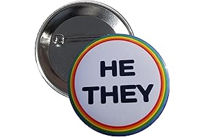 He/They Pronouns Pin in High Visibility Yellow