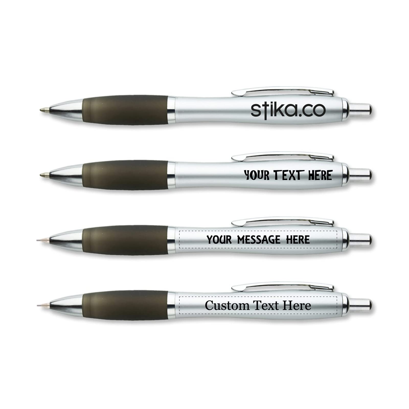 stika.co Contour Argent Druckbleistift und Stift, silberfarben, Schwarz: Setzen Sie ein Statement mit Stil und Komfort (40er Set, Bleistift und Stift)