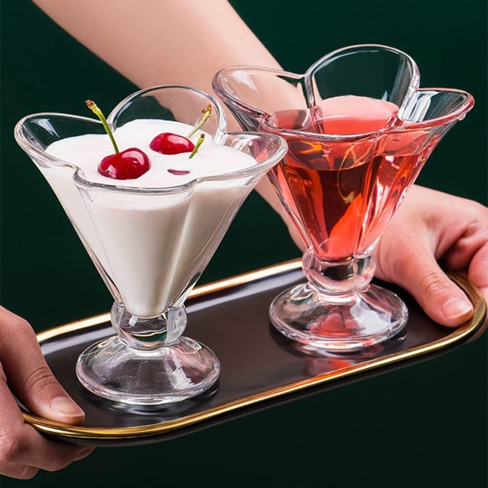 MARTVIA 300ML Ice Cream Glasses Cups Dishes for Desserts, Milkshake,Fruit and Pudding Glass Serving Bowls, Perfect for Home, Restaurants and Parties Dishwasher Safe (Lotus Cups, Set of 2) (B0BYVTHC58) Amazon Price History, Amazon Price Tracker