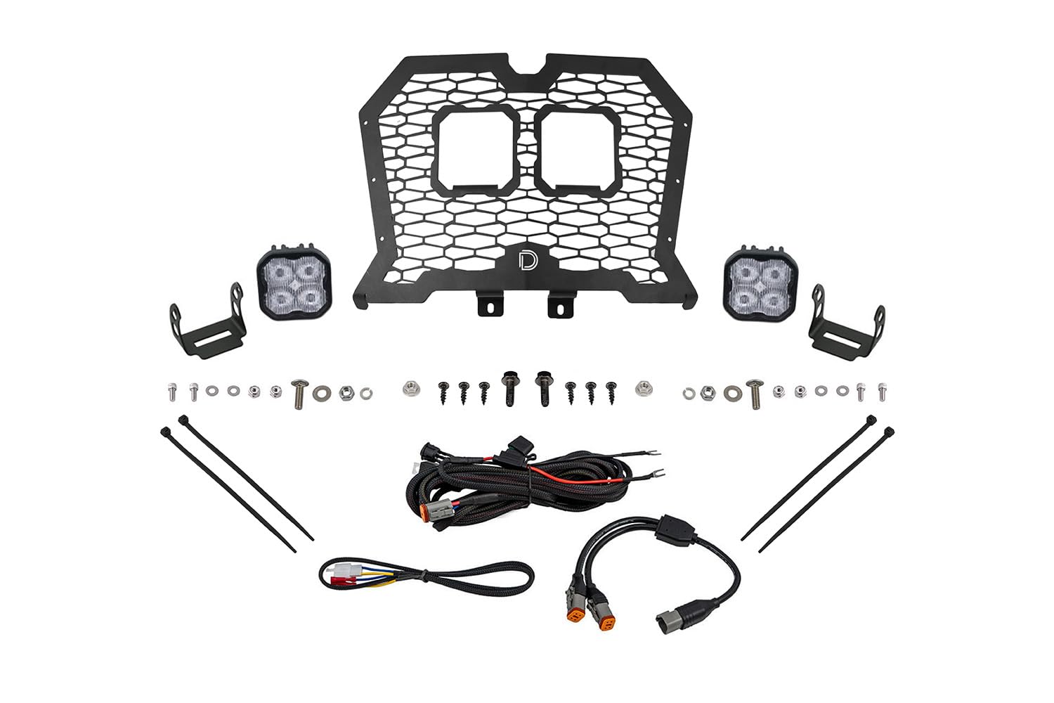 Diode Dynamics Stage Series LED Grille Kit compatible with Polaris RZR Trail 2021-2024, White SAE Fog Pro (36 watts)