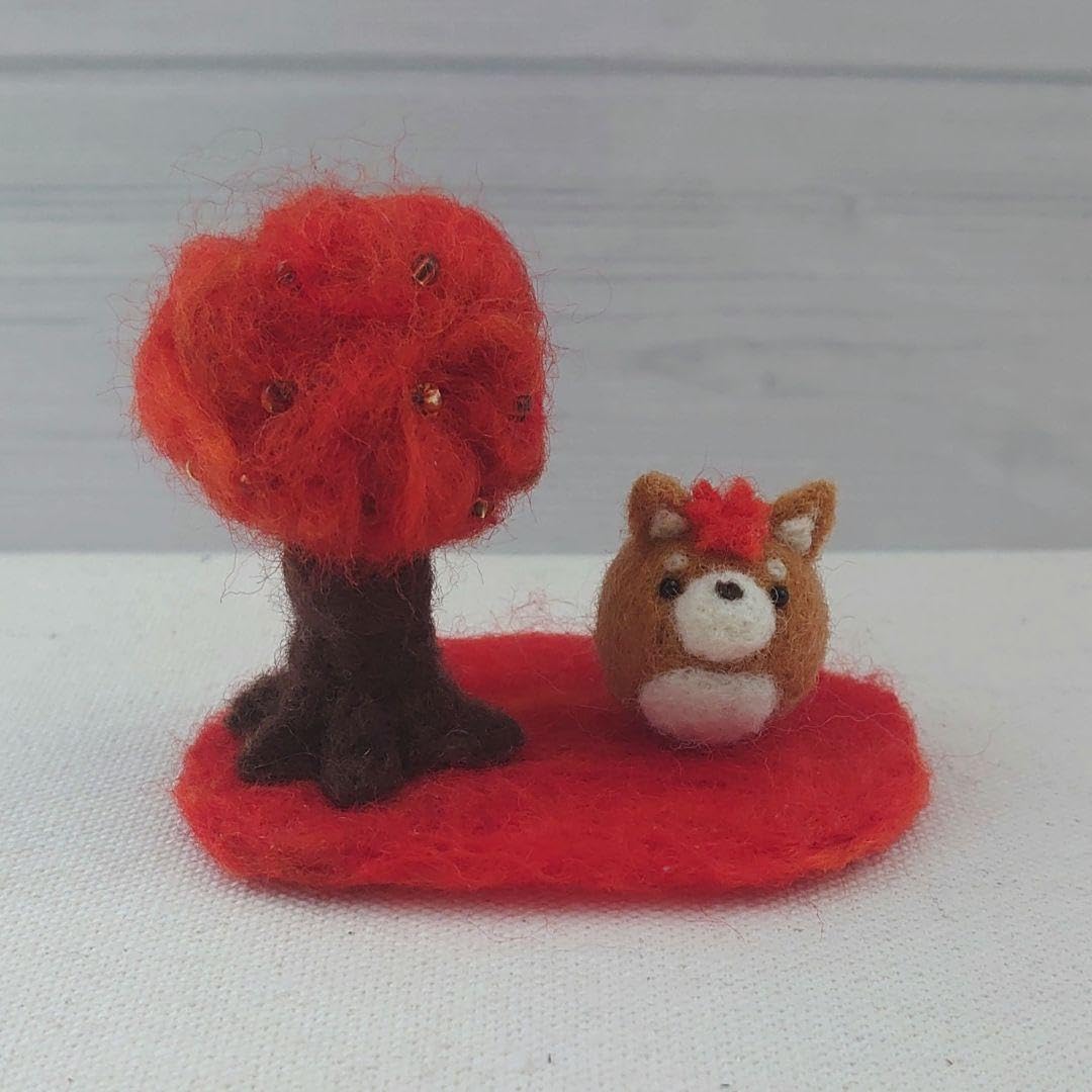 Amazon.co.jp: 羊毛フェルト秋の紅葉（もみじ）と柴犬さん : おもちゃ
