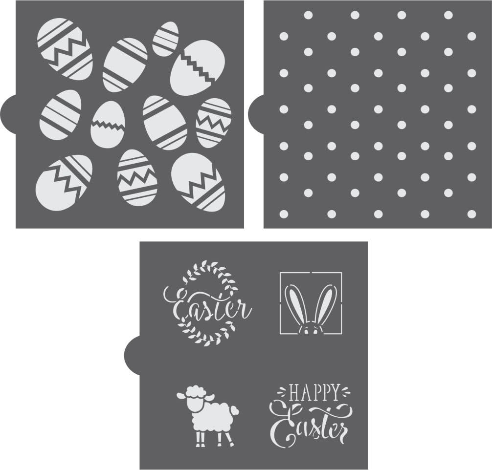 Easter Cookie Stencils | 3 Sheet Value Bundle | for Cookies, Cup Cakes, Cards, Paper, Fabric | Airbrushing, Frosting | Foodgrade and Fun for All Ages.
