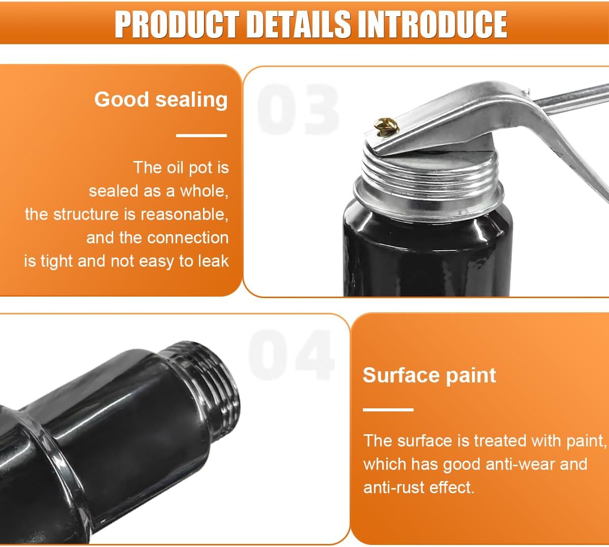 Pump Oiler Can, 8OZ Capacity 250ML Oil Squirt Can with Handle, Pistol Oil Spray Can with 6" Metal Straight Spout for Most Cars, Motorcycles Applications