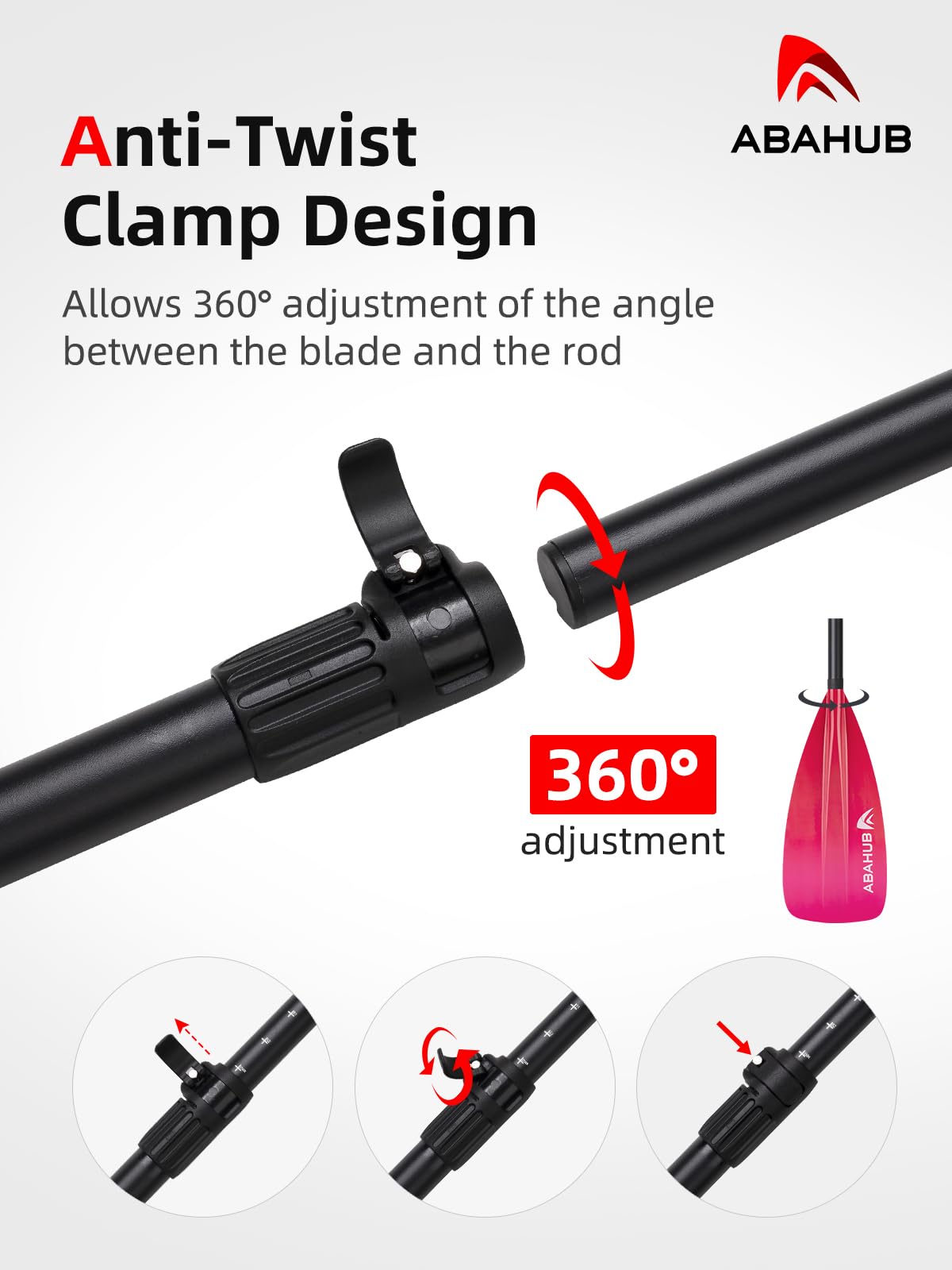 Abahub Wiosło wiosłowe / 2 w 1 Sup Kayak Paddle Alu Regulowane 173-213 | Lekkie, nylonowe ostrza z powłoką PU. Do paddleboardingu, kajaka. 4 kolory: Czarny, Niebieski, Zielony, Pomarańczowy.