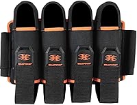 Vista 1 de Empire Omega Paintball - Arnés de 4 cápsulas con gancho y bucle, color negro y naranja, negro y naranja