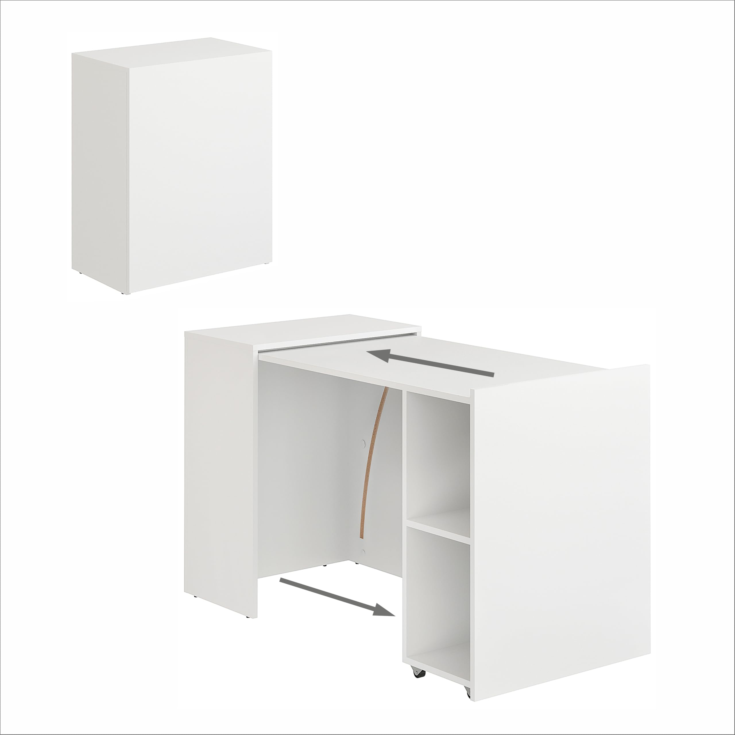 Komto Foldable Computer Desk with Storage – White Desk with Shelves for Small Spaces, Folding Study Table for Home Office | Foldy 128 x 60 x 75 cm — image 1