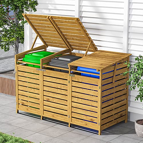 Warmiehomy 3 Wheelie Bin Storage Outdoor Triple Wheelie Bin Storage Wheelie Bin Hideaways for...