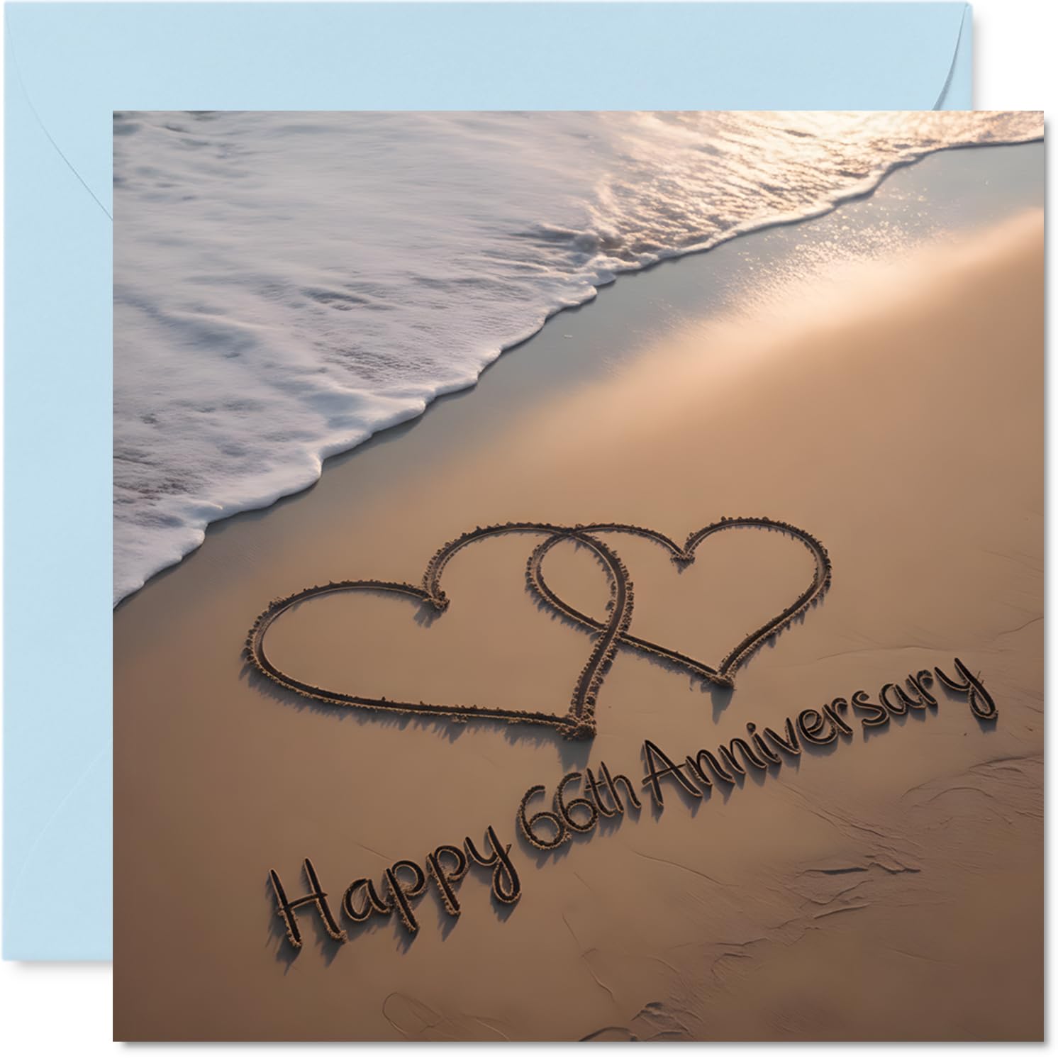 66th Anniversary Card for Women Men - Love on the Ocean Shore - Happy 66 Year Anniversary Card for Partner Husband Companion Wife, 145mm Wedding Anniversaries Greeting Cards