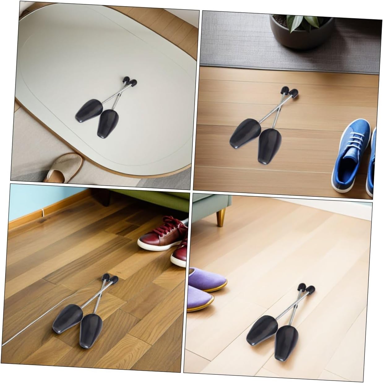 BESTYASH 8pcs Adjustable Plastic Shoe Trees with Spring for Men, Boot Widener and Stretcher, Black, Suitable for Sneakers and Boots, Shoe Care Accessory for Wide Feet