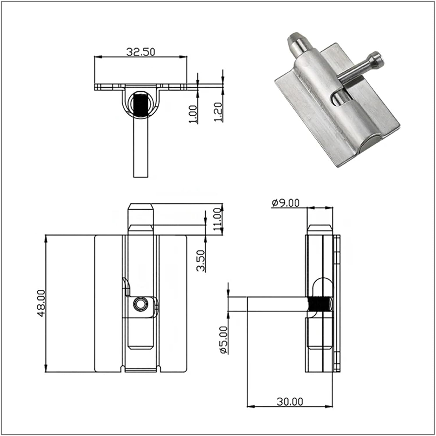 304 Stainless Steel Brushed Door Bolt Door Buckle Indoor Door Spring Bolt 1Pcs(MX04-50-R)