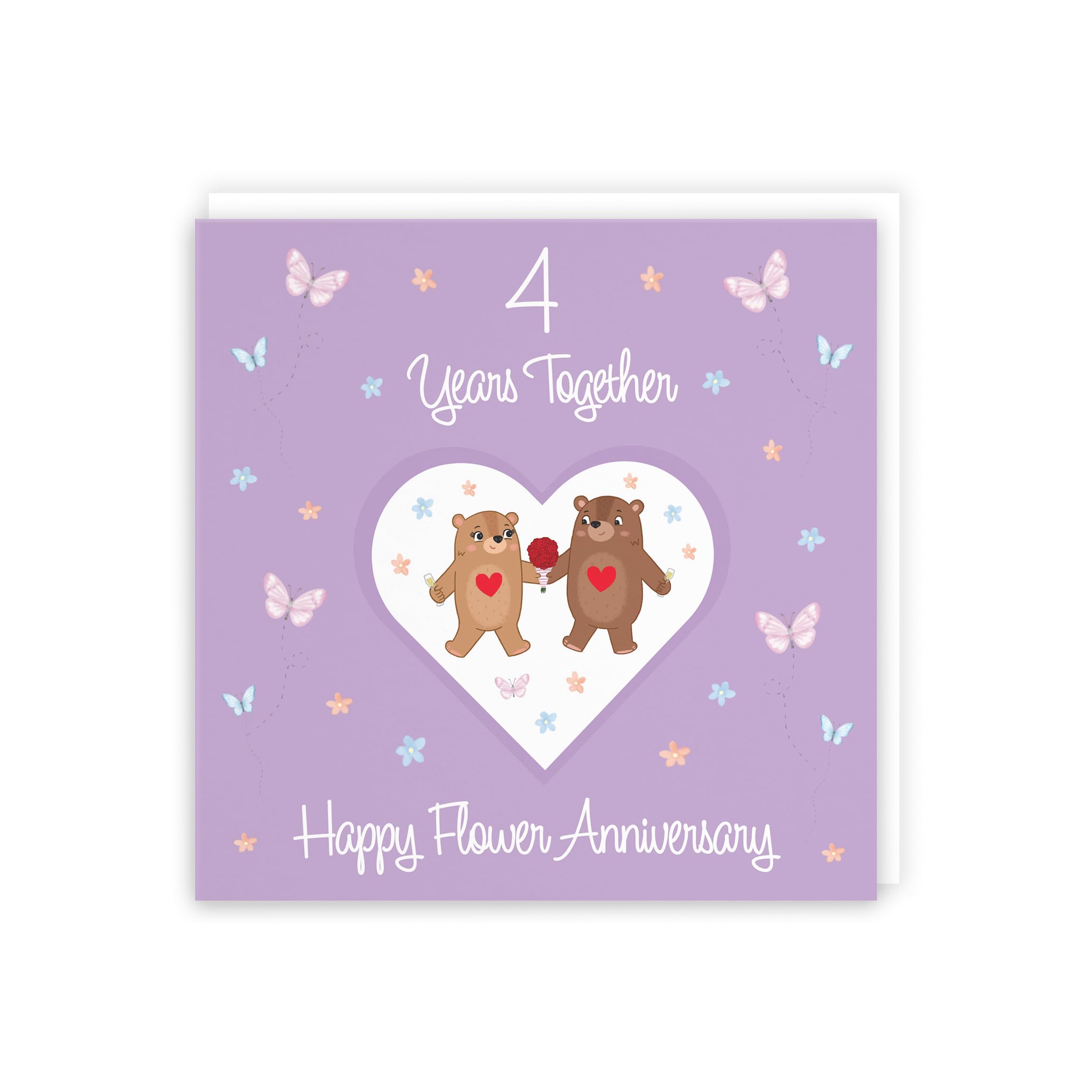 Hunts England, 4th Anniversary Card For Him Or Her, 4 Years, Flower Anniversary, Romantic Meadows, Fun Card - Image 3
