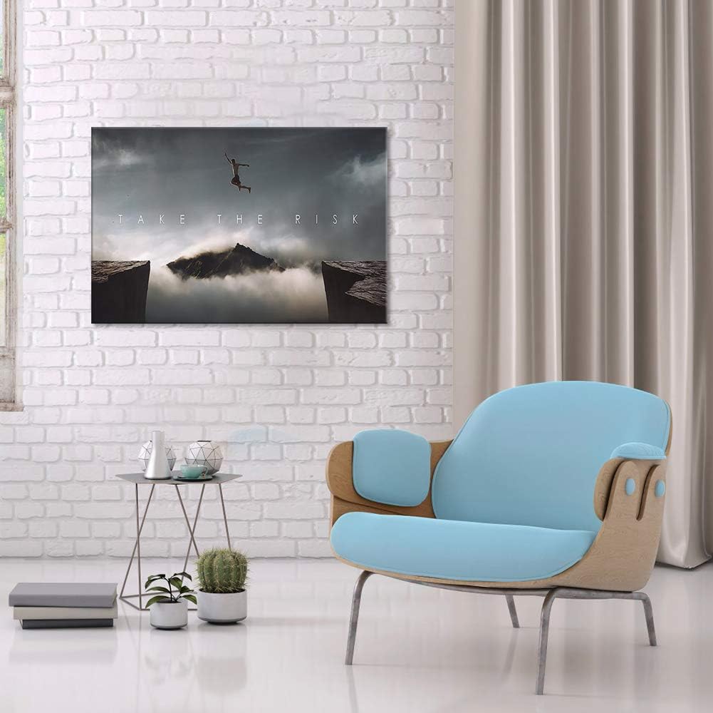 Yatsen Bridge Take The Risk Inspirational Quote Office Entrepreneur Wall Art Motivational Words Posters Prints Entrepreneur Quote Home Office Bedroom Decor Ready to Hang 36x24 inches