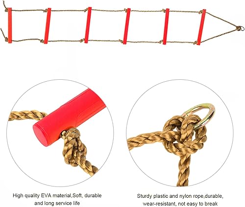 Miniatura 5 de Escalera de escalada para niños, escalera de cuerda segura y segura, patio de juegos al aire libreinterior, escalera de escalada de cuerda para