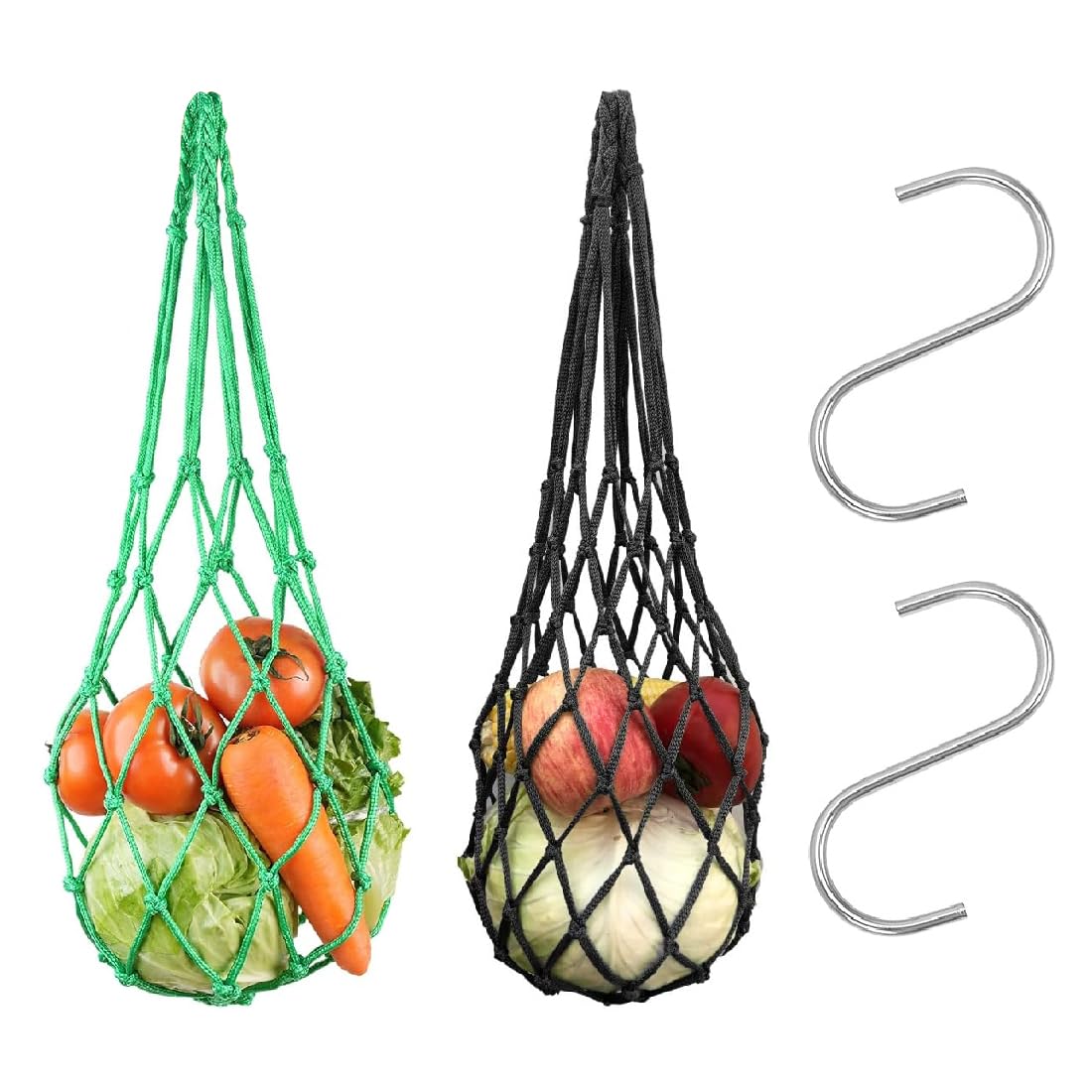 JTKREW Comedero Automático de Frutas y Verduras para Pollos - Bolsa de Red para Alimentación de 2 Unidades - Juguetes para Gallinas, Conejos y Pollos