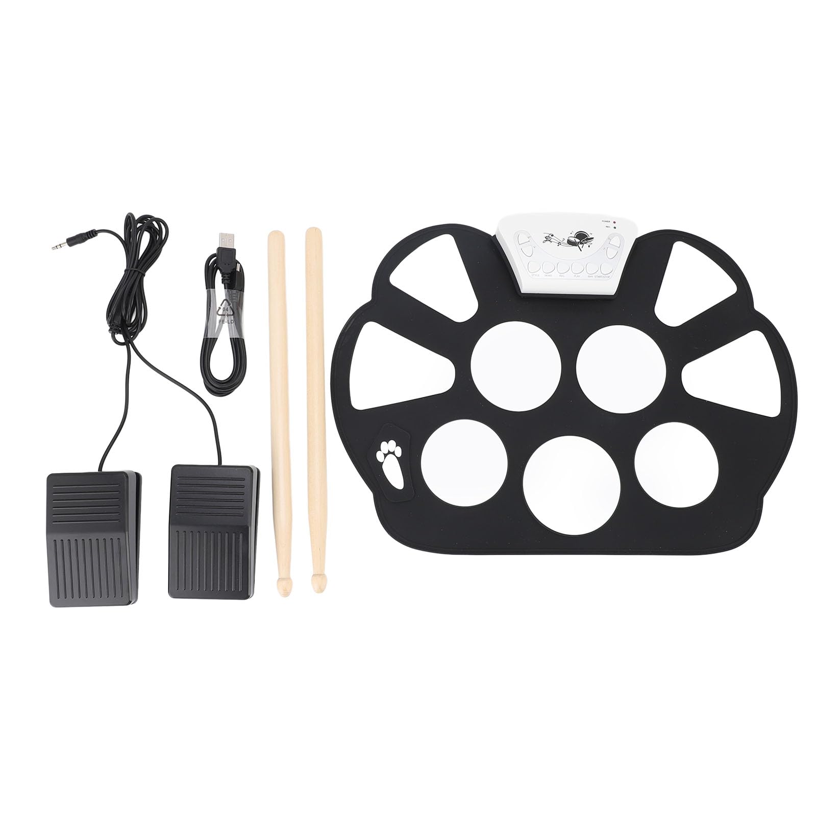 Generic Pad per Batteria Elettronica Portatile Arrotolato a Mano con Suono Realistico per Bambini e Principianti, per Esercitazioni di Musica Pop e Rock, Set di Batteria Jazz per Bambini