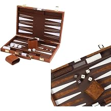 Backgammon, 11 Inch Back Gammon Board Game with Premium Leather Case