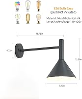 Vista 6 de Lámpara de granero de cuello de cisne negro satinado de 19 pulgadas con brazo de extensión largo de 15 pulgadas, aplique de pared de granja